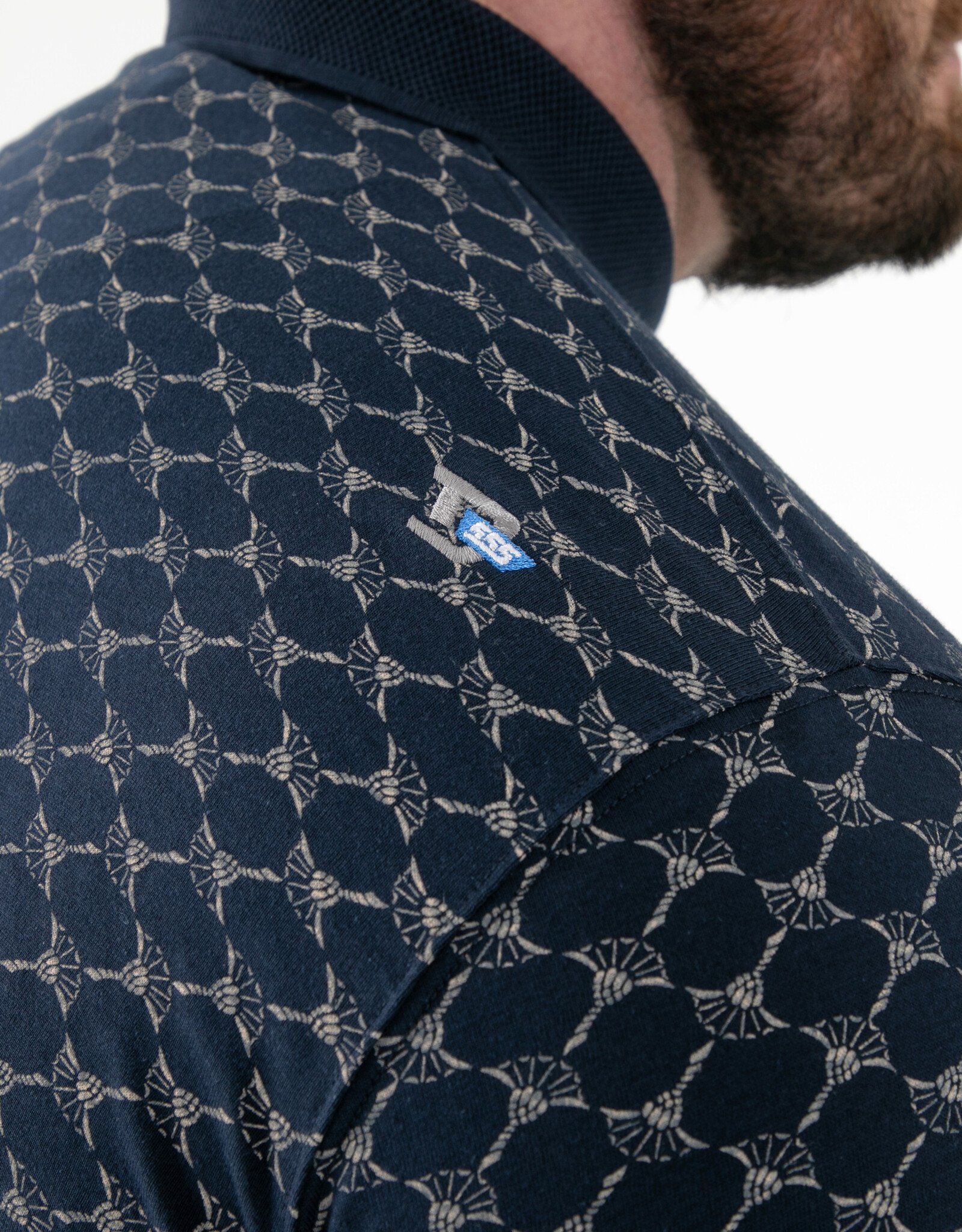 D-555 POLO shirt SAUNDERS-D555 Jacquard met borstzak