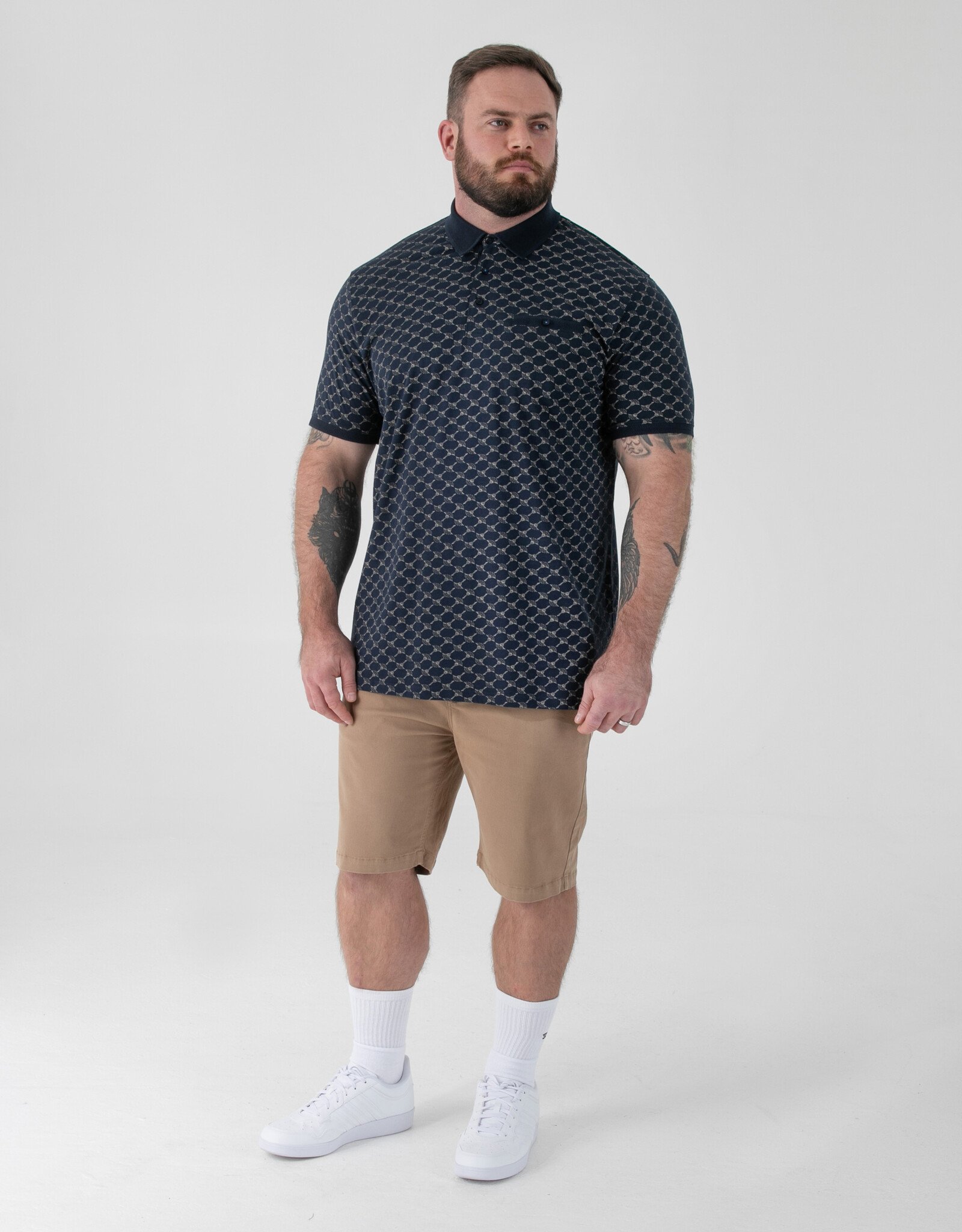 D-555 POLO shirt SAUNDERS-D555 Jacquard met borstzak