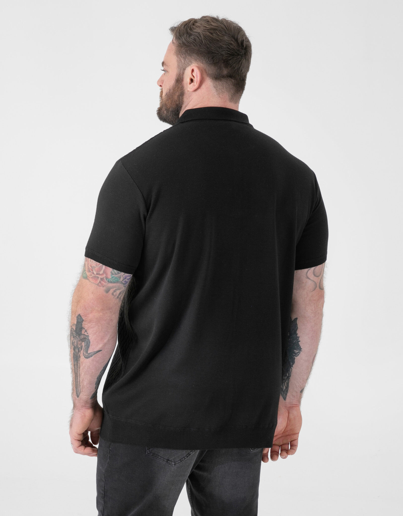 D-555 POLO shirt KENNEDY-D555 Jacquard gebreid met 1/4 rits