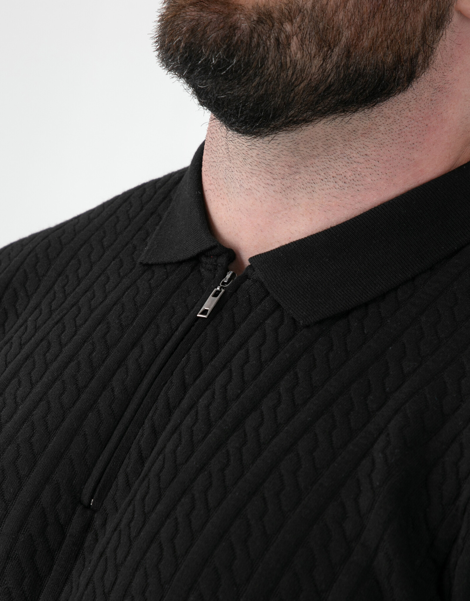 D-555 POLO shirt KENNEDY-D555 Jacquard gebreid met 1/4 rits