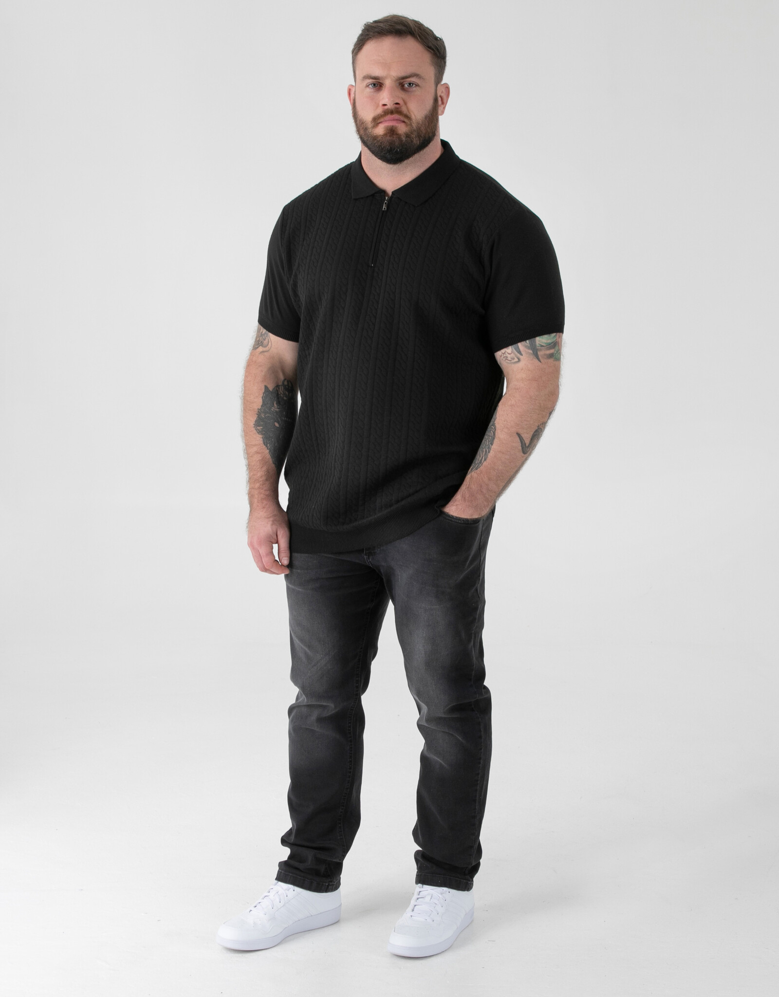 D-555 POLO shirt KENNEDY-D555 Jacquard gebreid met 1/4 rits