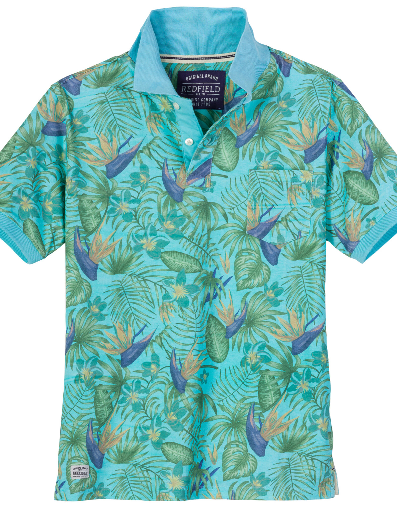 Redfield POLOSHIRT bloemenprint - turquoise