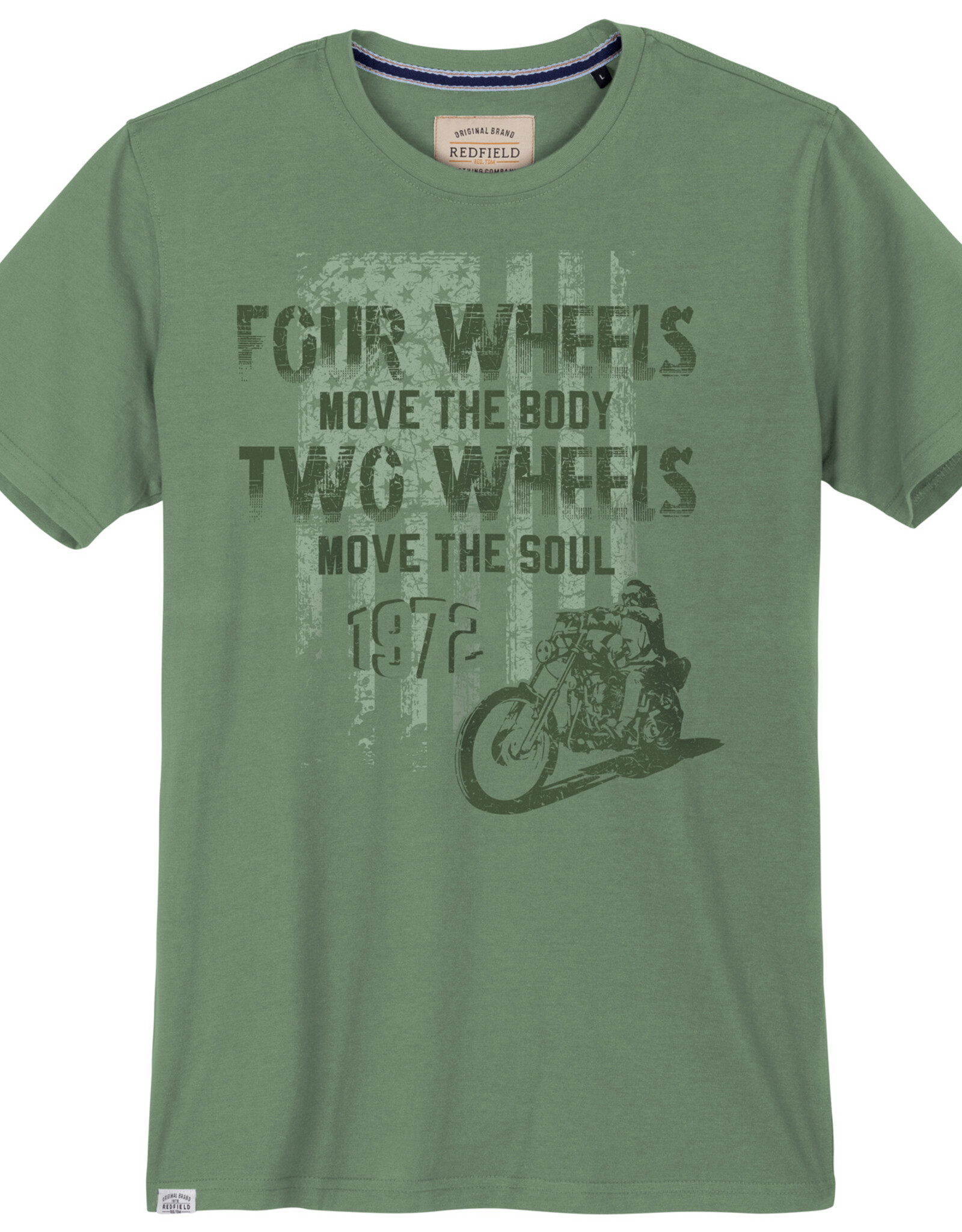 Redfield T-SHIRT four wheels move the body, two wheels move the soul - sage groen