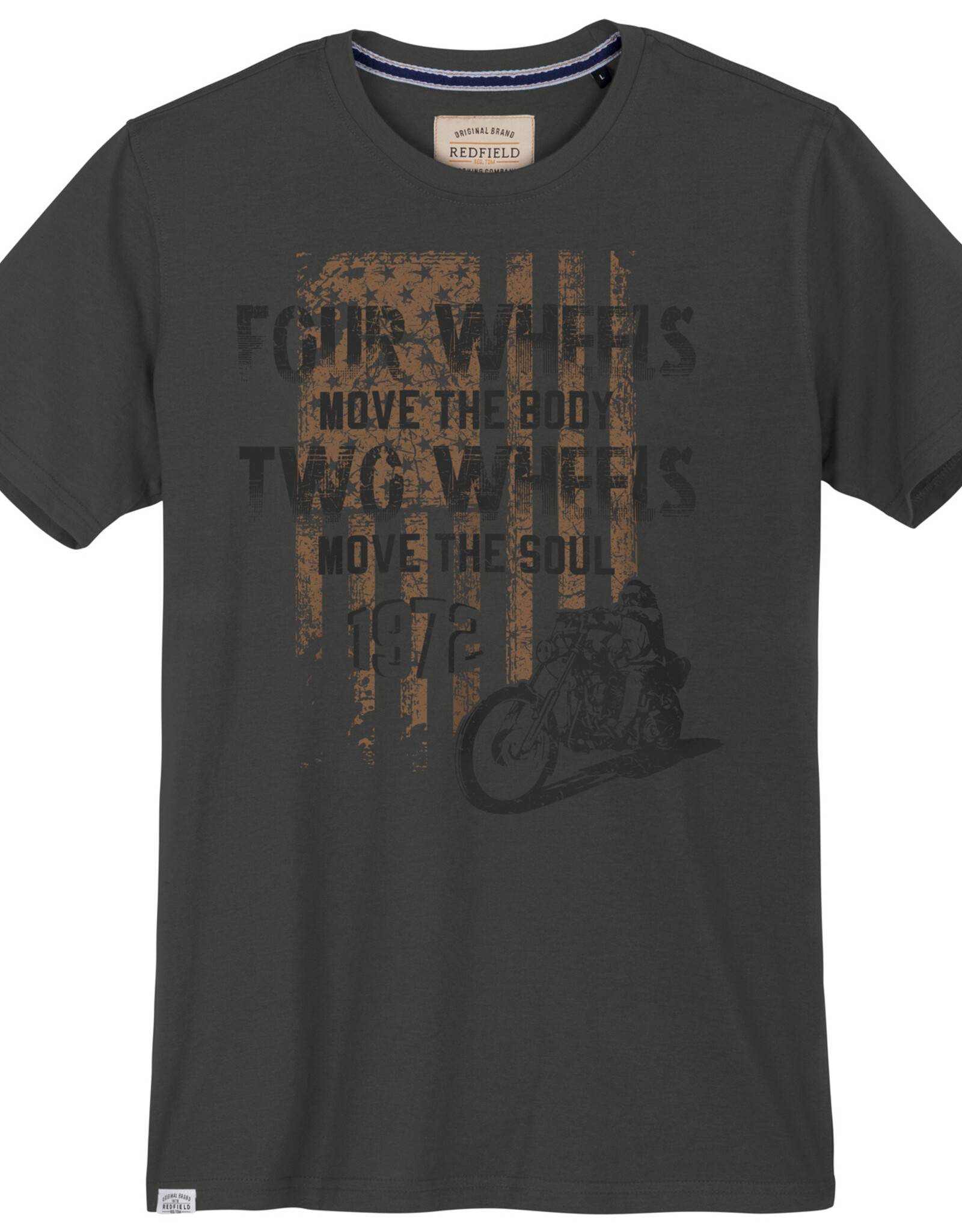 Redfield T-SHIRT four wheels move the body, two wheels move the soul - vintage grijs