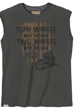 Redfield SINGLET / TANKTOP ‘four wheels move the body, two wheels move the soul' - vintage grijs