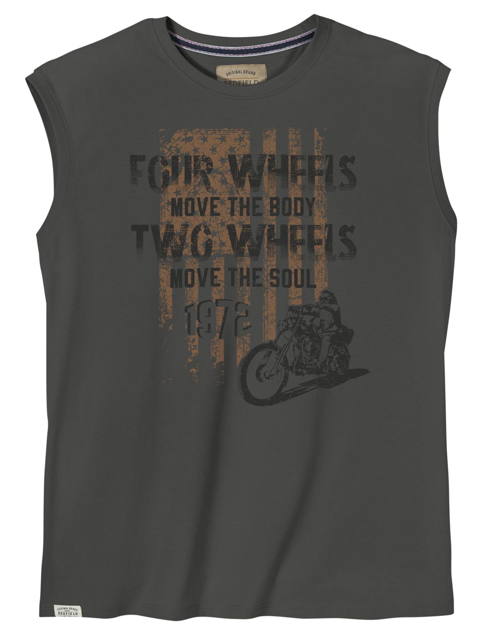 Redfield SINGLET / TANKTOP ‘four wheels move the body, two wheels move the soul' - vintage grijs