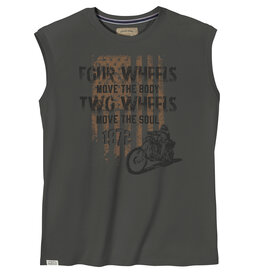 Redfield SINGLET / TANKTOP ‘four wheels move the body, two wheels move the soul' - vintage grijs