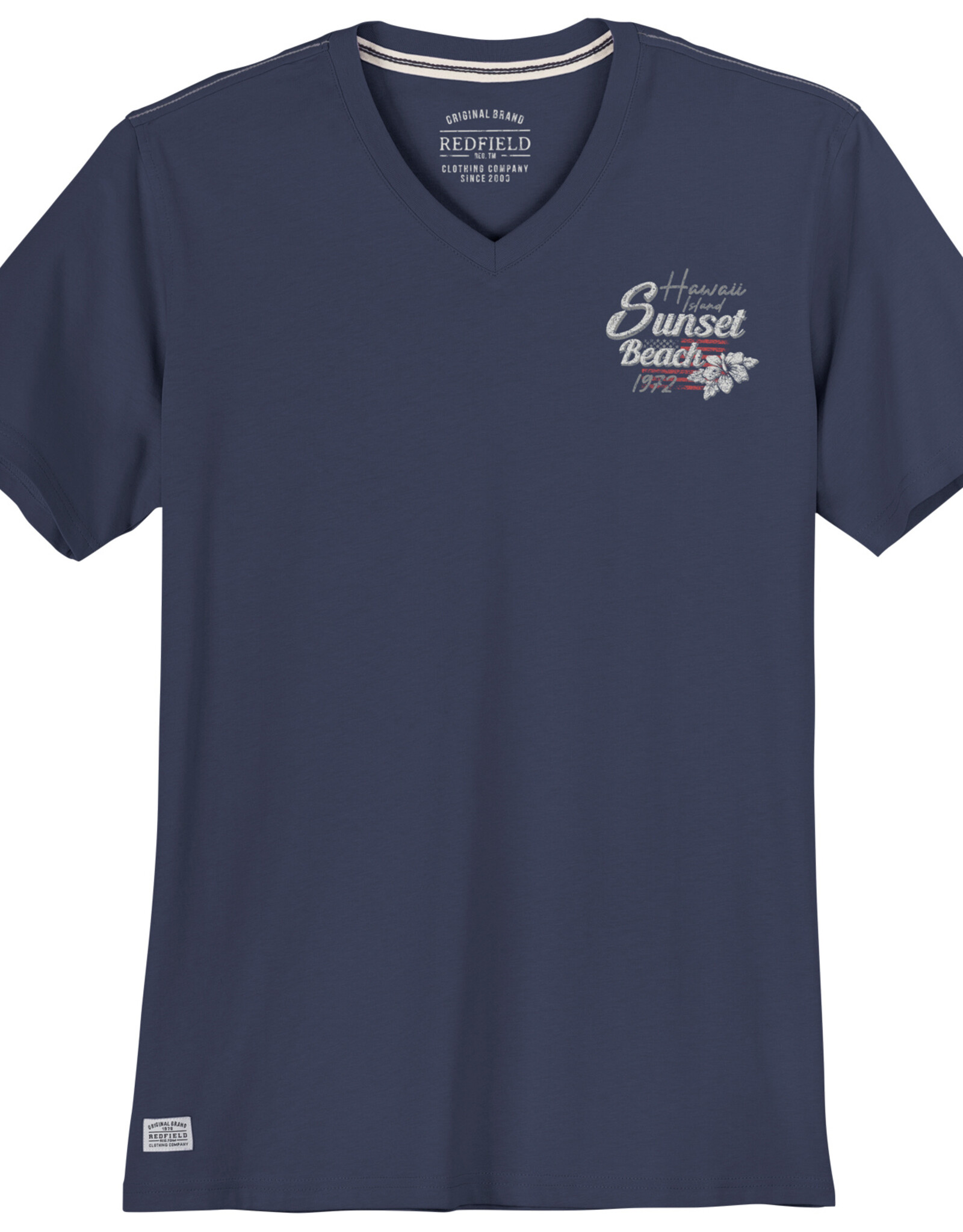 Redfield T-SHIRT V-neck 'sunset beach' - denim