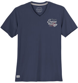 Redfield T-SHIRT V-neck 'sunset beach' - denim