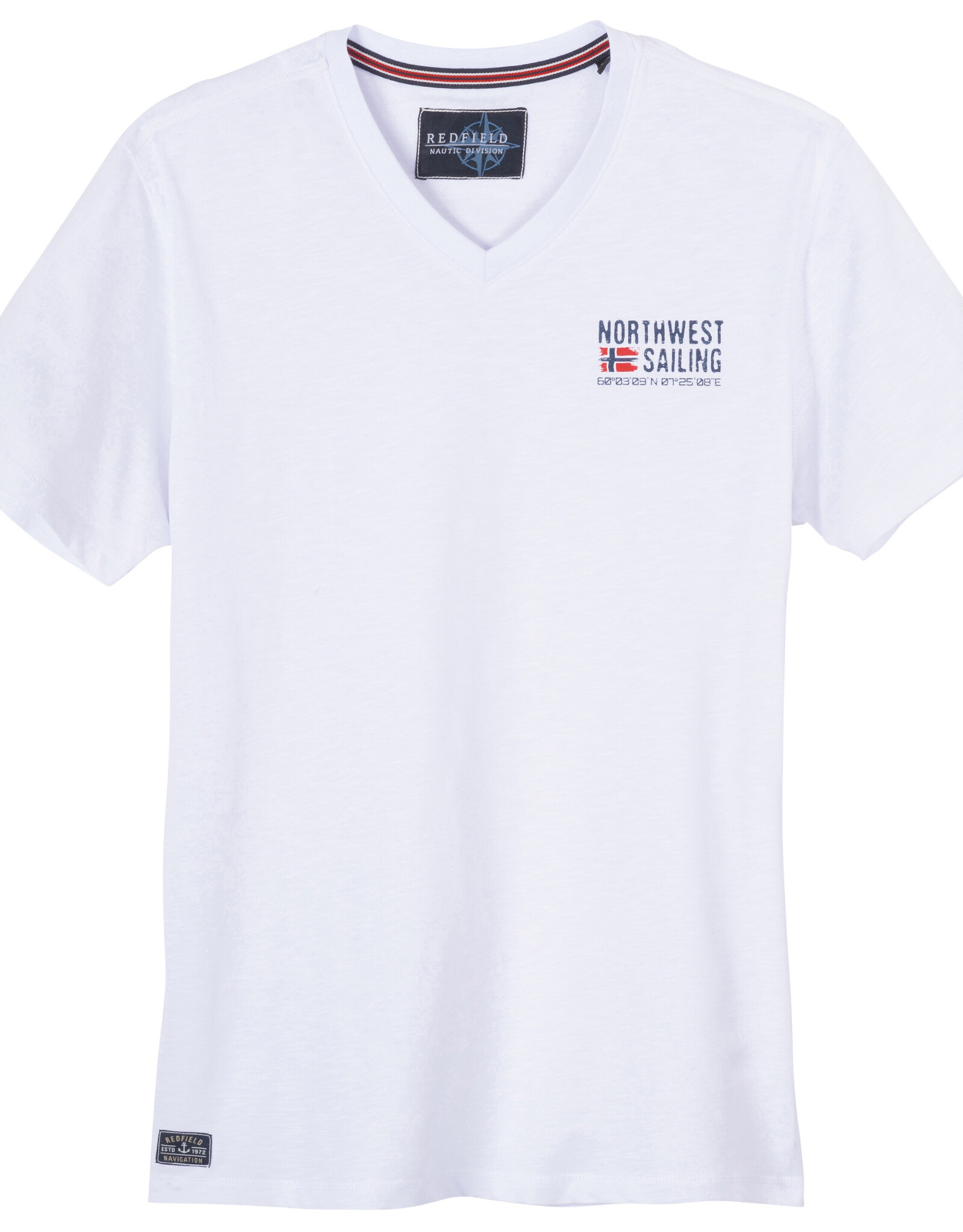 Redfield T-SHIRT V-neck 'norhtwest sailing' - wit