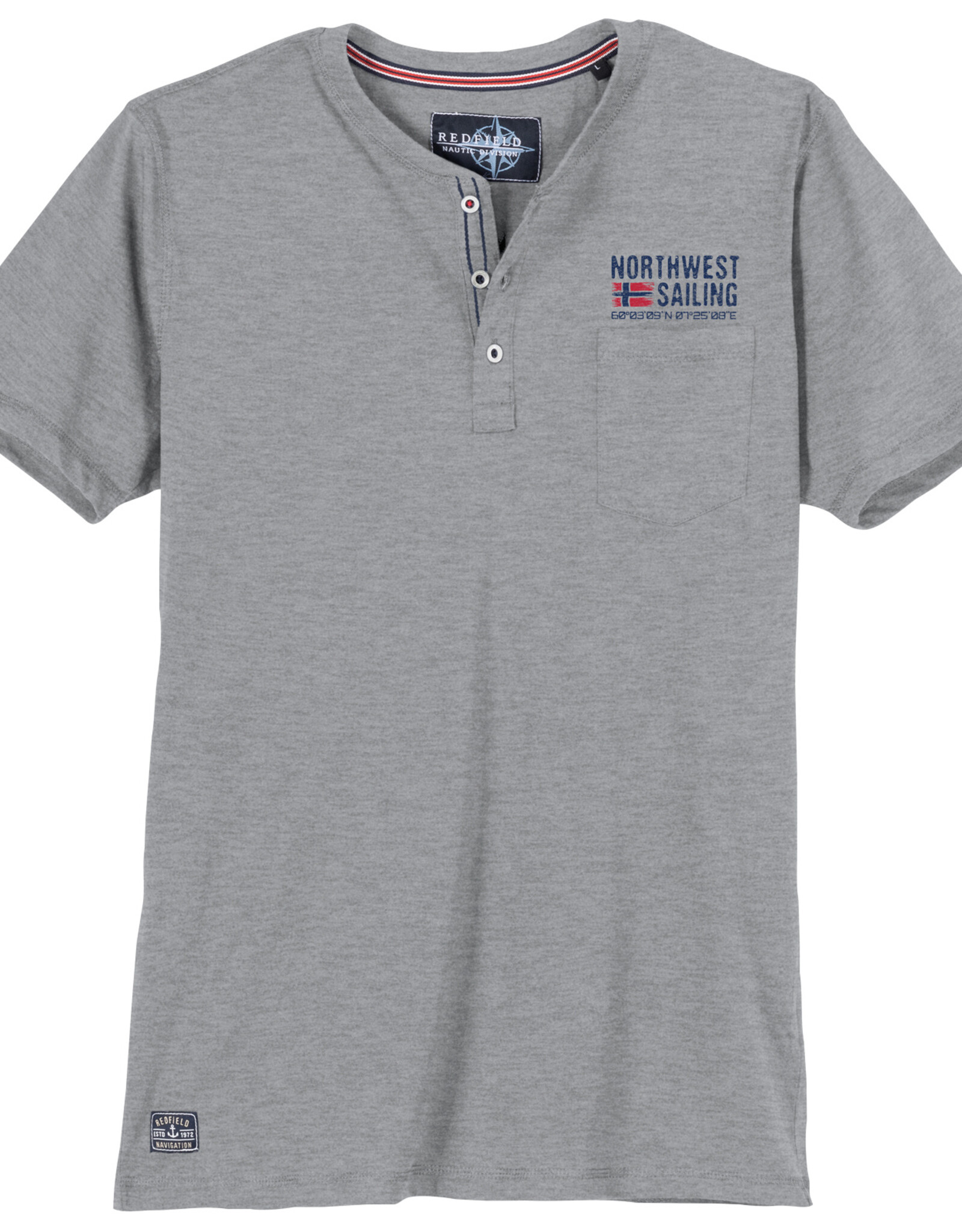 Redfield SHIRT met knoopjes ‘NORTHWEST SAILING' - grijs