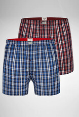 D-555 BOXERSHORTS geruit 2-pack 'Plaid' navy/rood