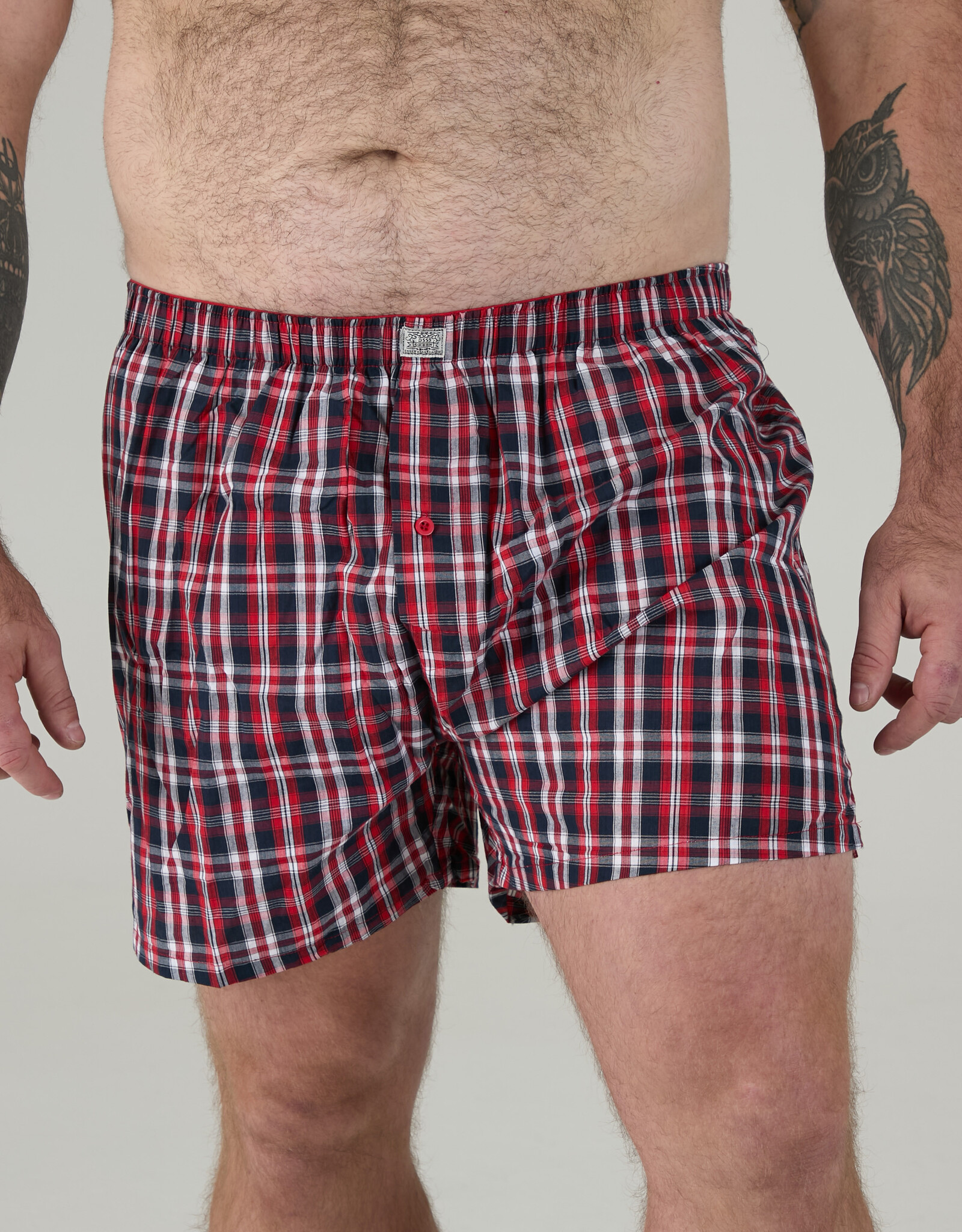 D-555 BOXERSHORTS geruit 2-pack 'Plaid' navy/rood