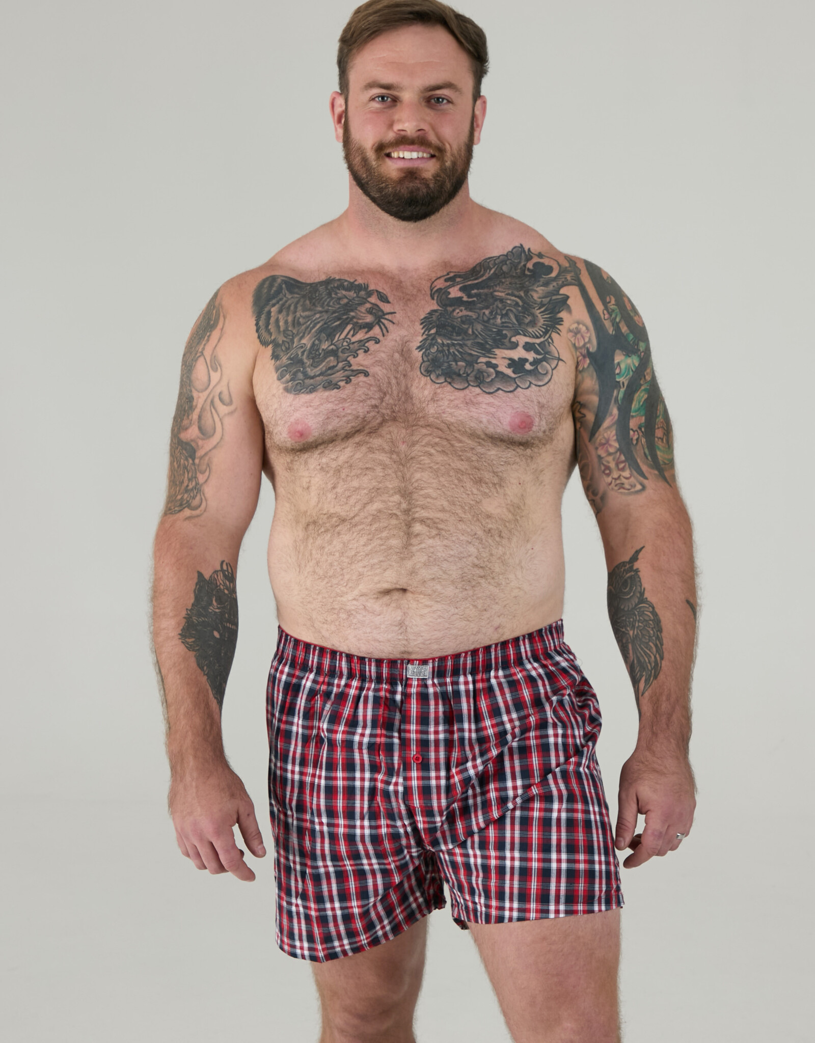 D-555 BOXERSHORTS geruit 2-pack 'Plaid' navy/rood