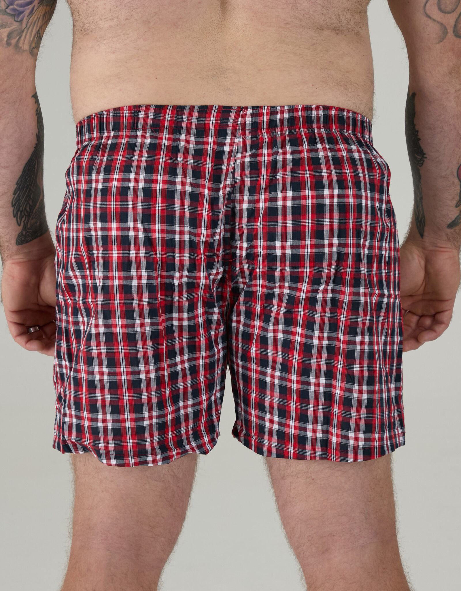 D-555 BOXERSHORTS geruit 2-pack 'Plaid' navy/rood