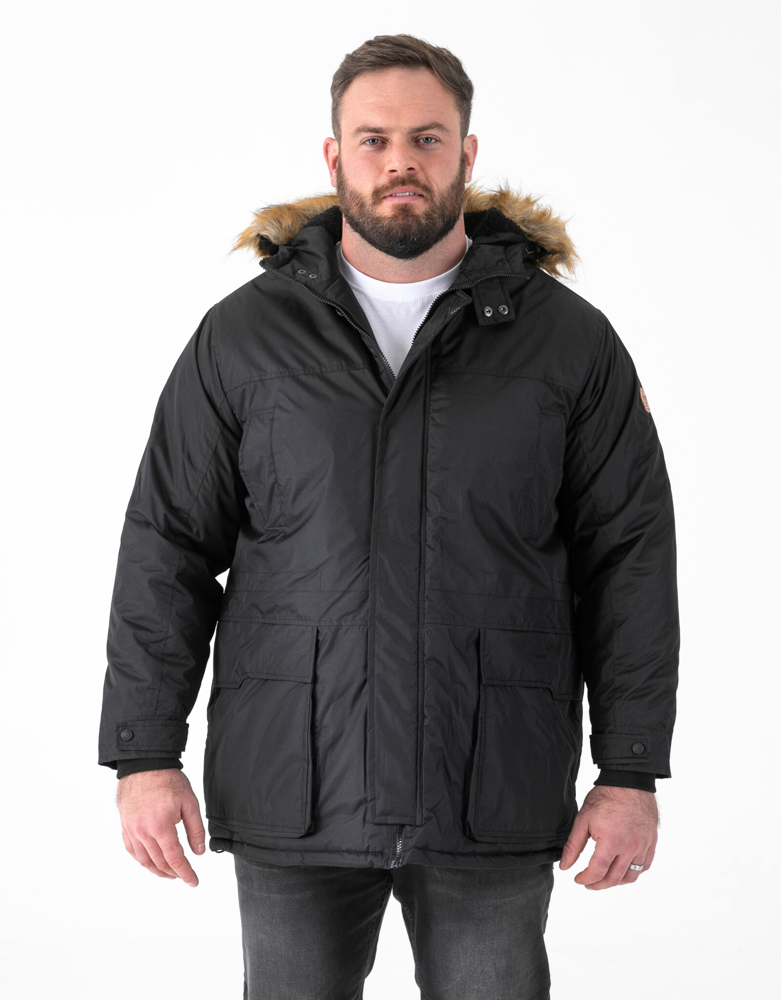 D-555 PARKA met capuchon 'Lovett' zwart