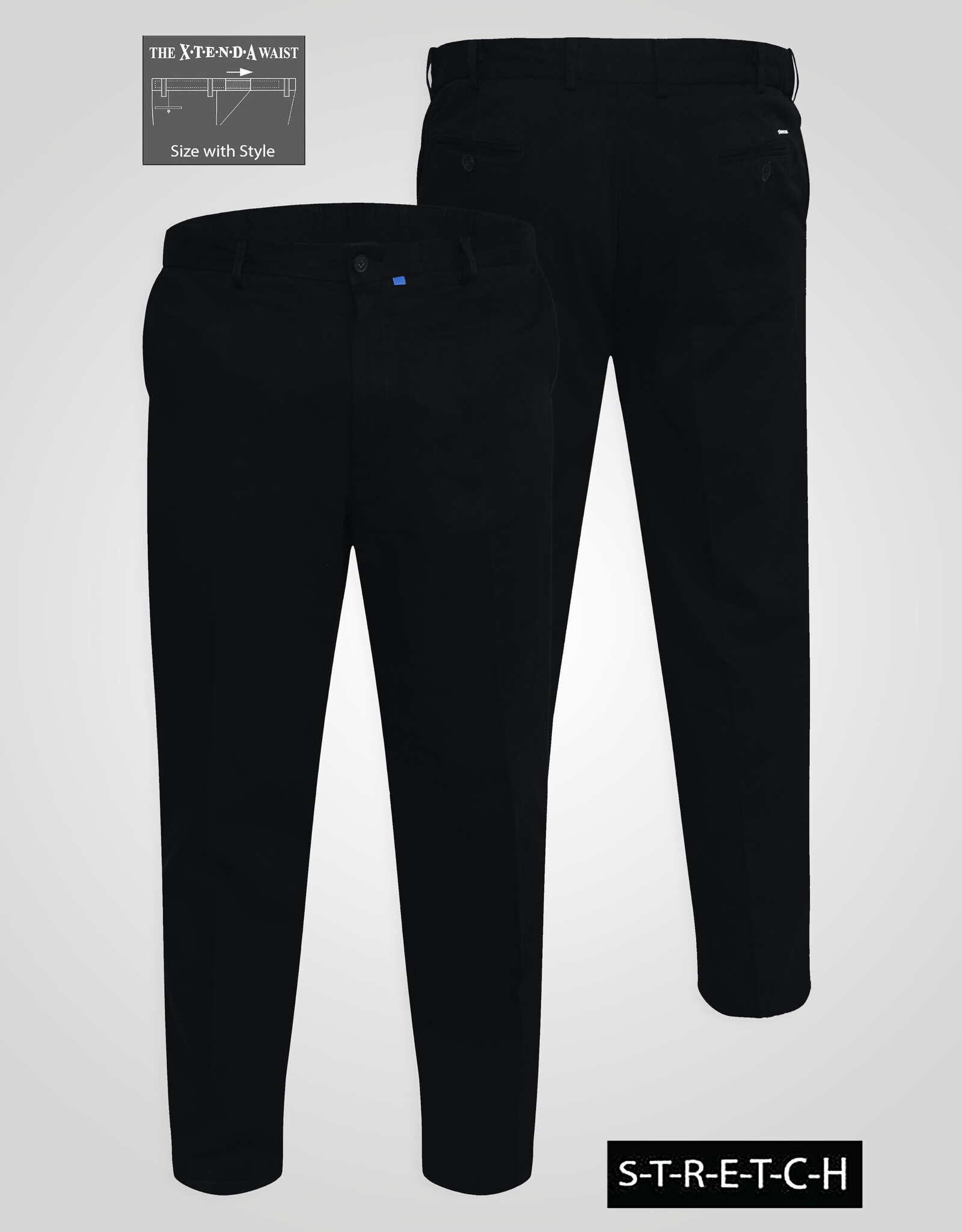 D-555 CHINO met comfort taille 'Bruno' donkerblauw