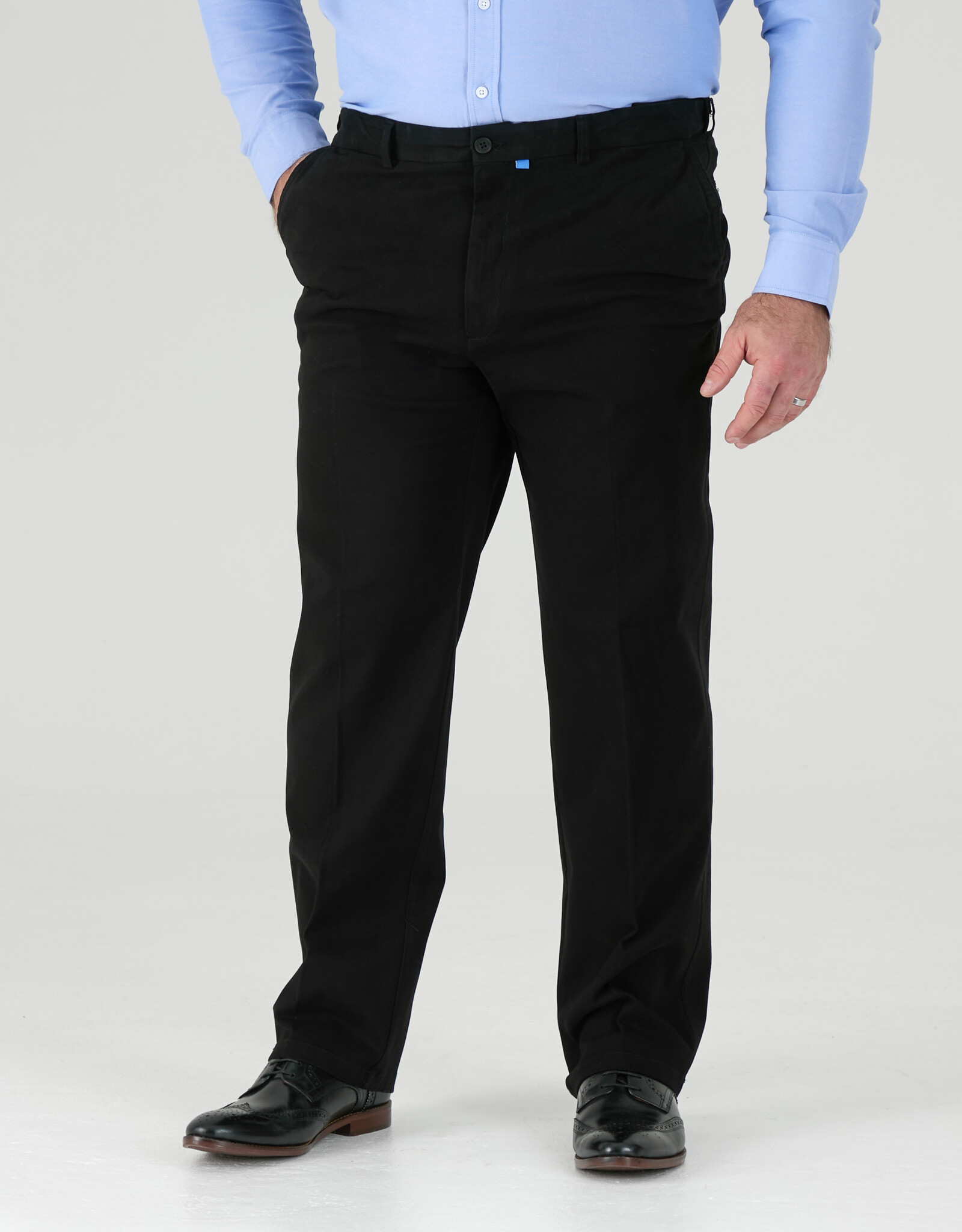 D-555 CHINO met comfort taille 'Bruno' zwart