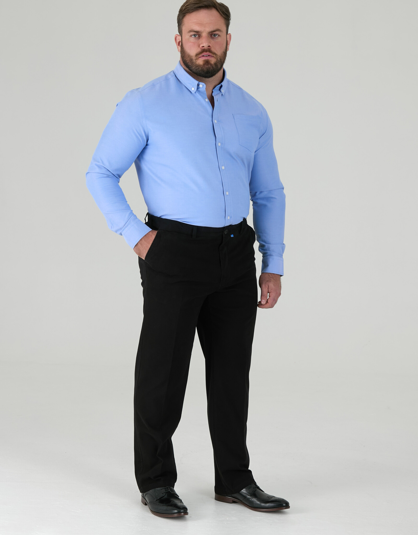 D-555 CHINO met comfort taille 'Bruno' zwart