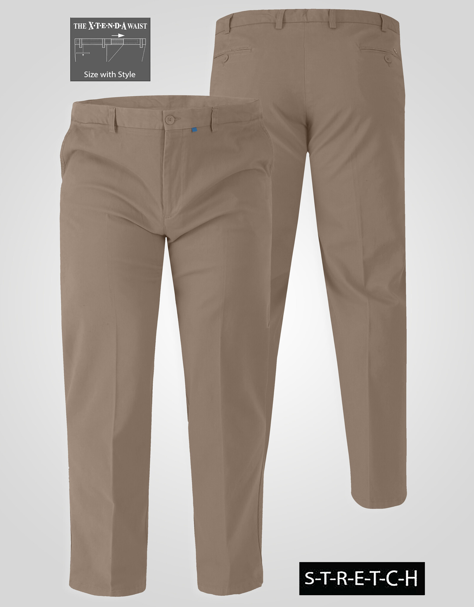 D-555 CHINO met comfort taille 'Bruno' stone