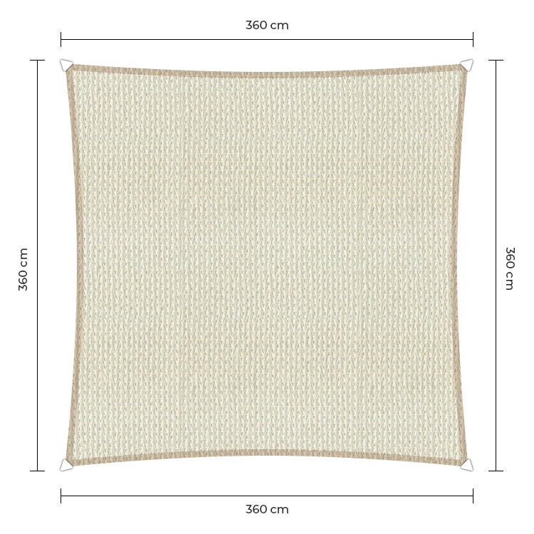 Vierkante schaduwdoek - Ivoor - Waterdoorlatend