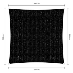 Vierkante schaduwdoek - Zwart - Waterdoorlatend