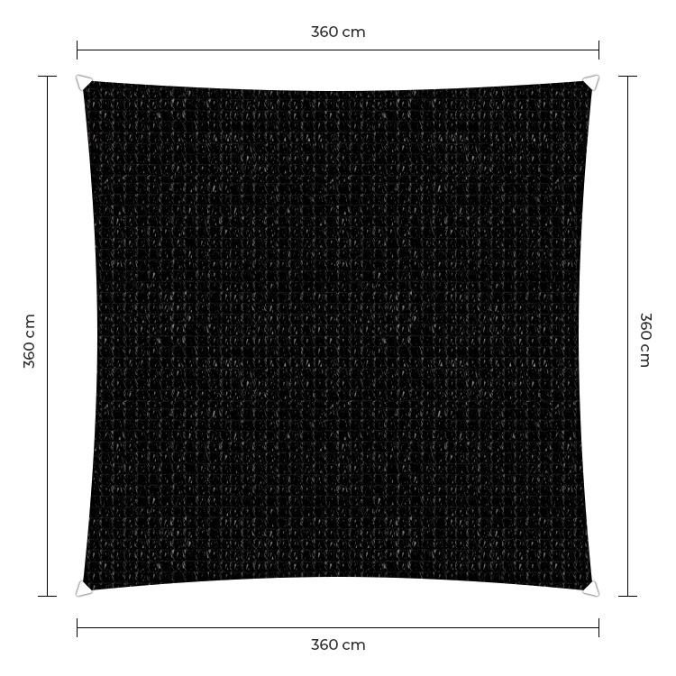 Vierkante schaduwdoek - Zwart - Waterdoorlatend