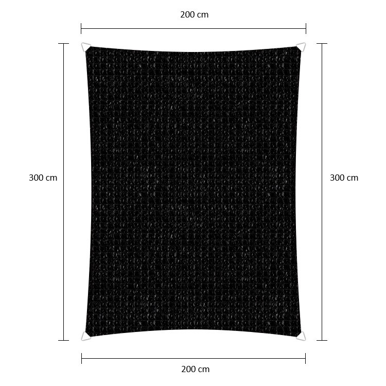 Rechthoek schaduwdoek - Zwart - Waterdoorlatend