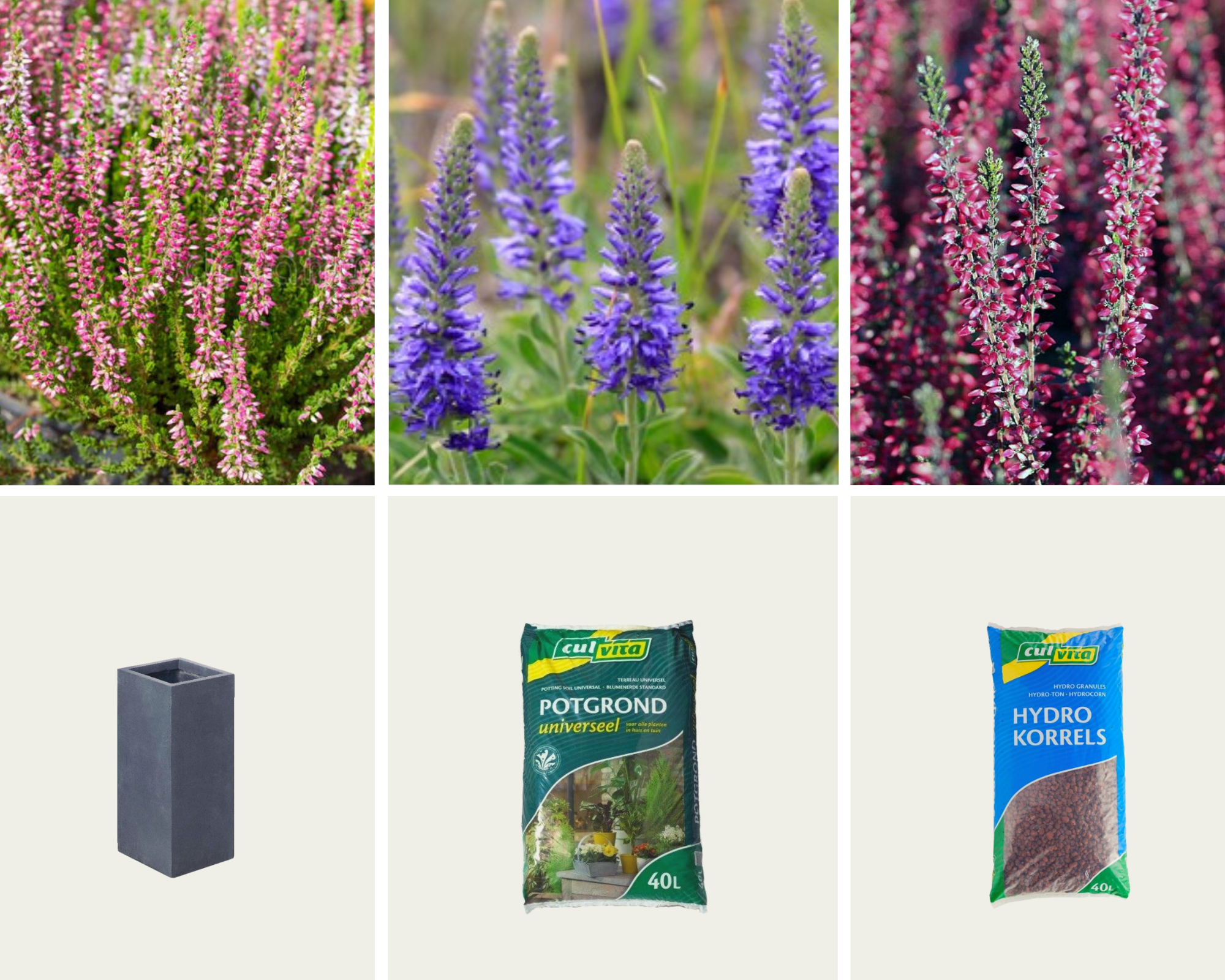 Gevulde plantenbak - Galant plantenbak antraciet (L)40 x (B)40 x (H)80 cm
