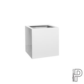 Plantenbak Block - Glanzend wit (L)30 x (B)30 x (H)30 cm