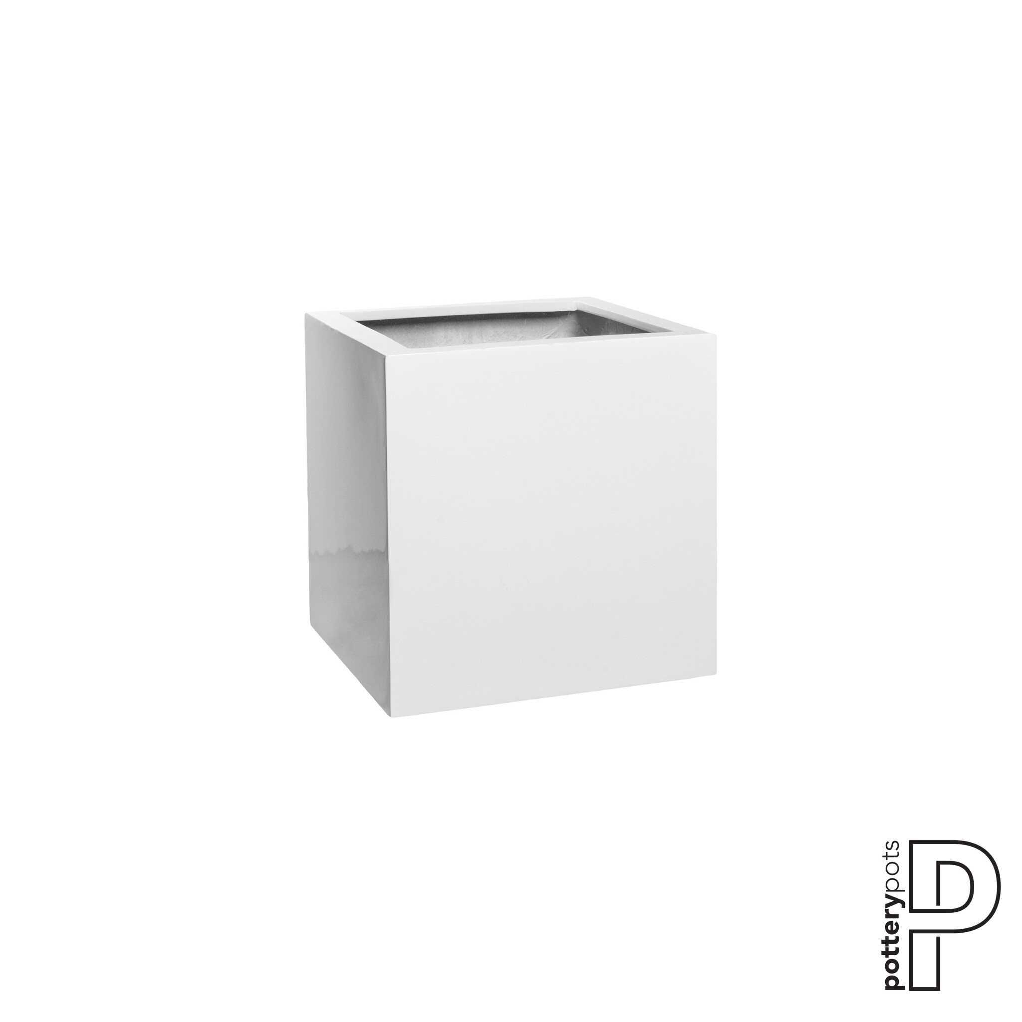 Plantenbak Block - Glanzend wit (L)30 x (B)30 x (H)30 cm