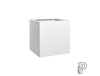 Plantenbak Block - Glanzend wit (L)40 x (B)40 x (H)40 cm