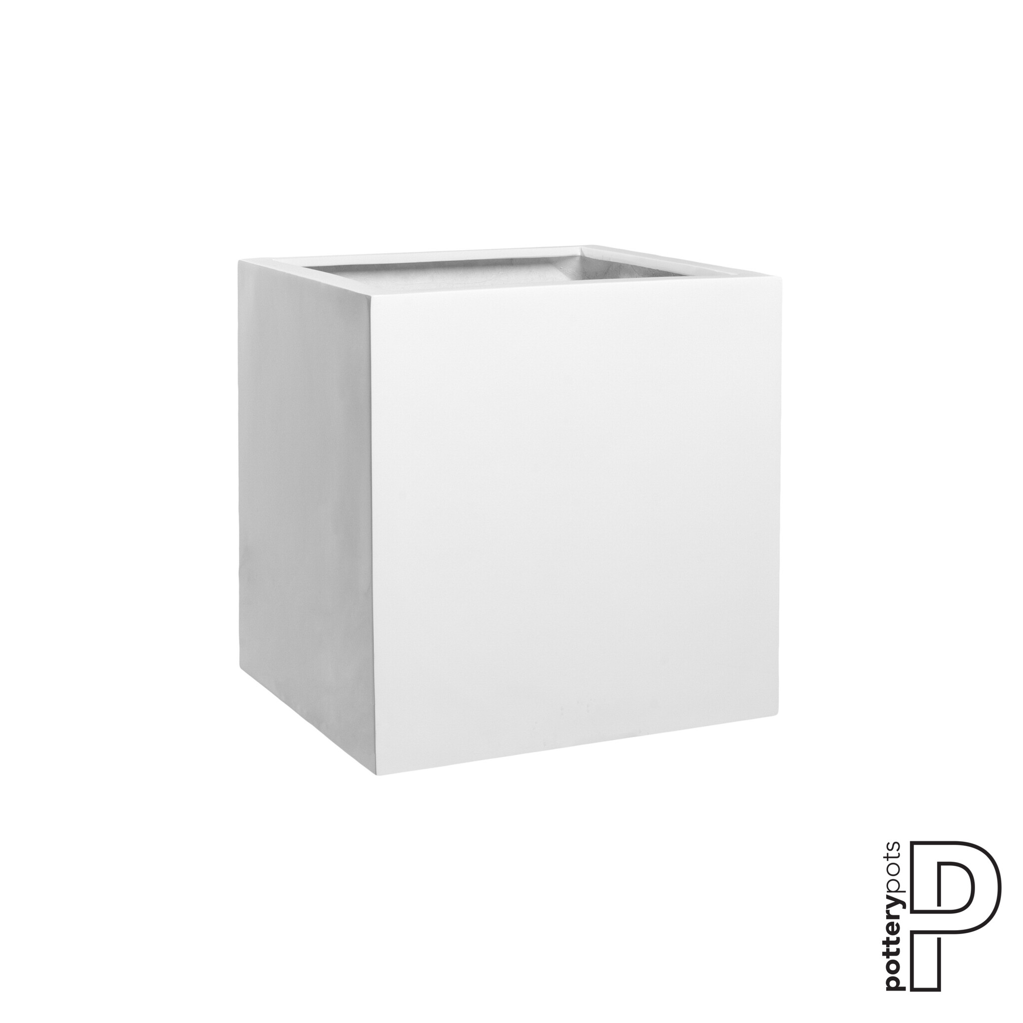 Plantenbak Block - Glanzend wit (L)40 x (B)40 x (H)40 cm