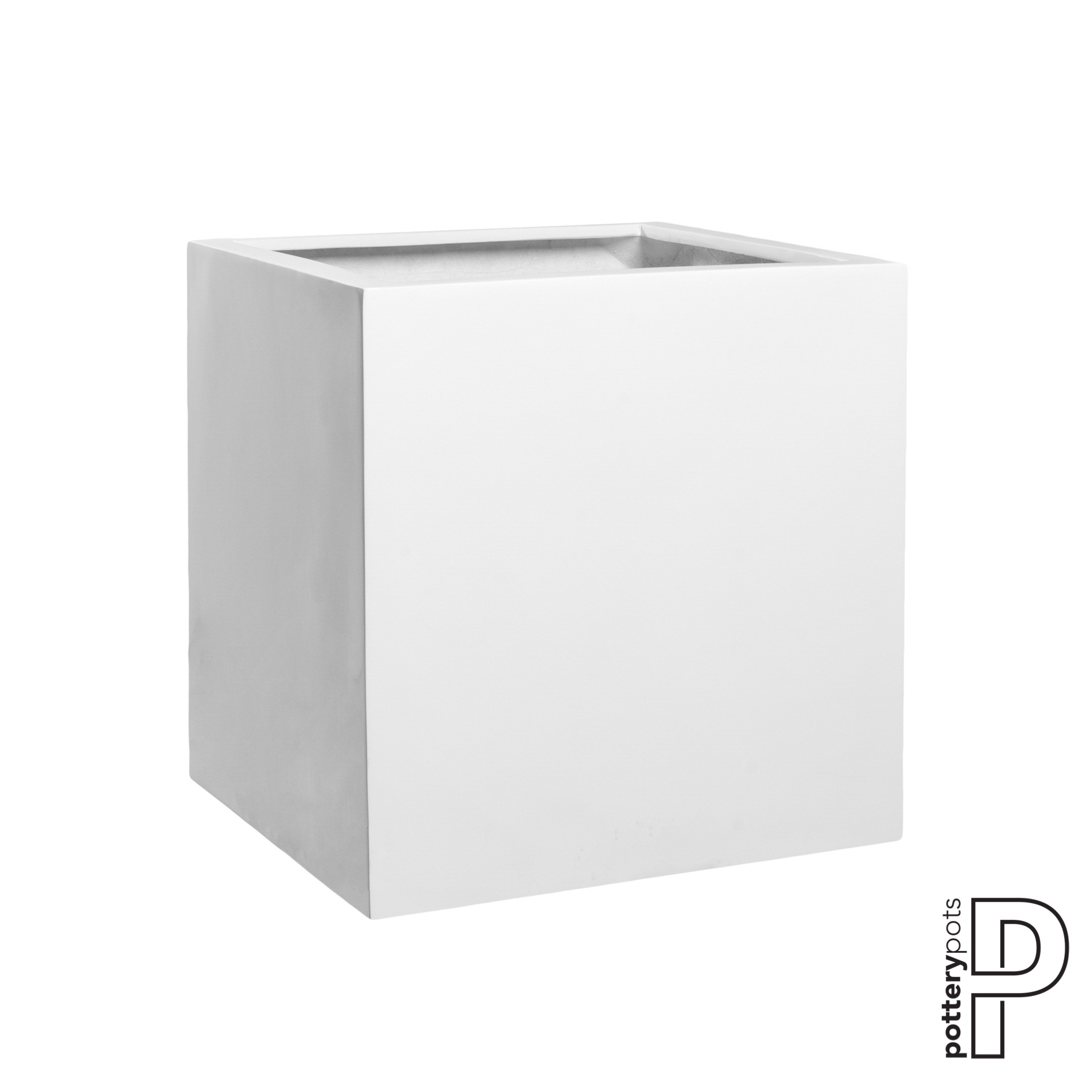 Plantenbak Block - Glanzend wit (L)50 x (B)50 x (H)50 cm