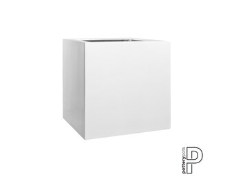 Plantenbak Block - Glanzend wit (L)60 x (B)60 x (H)60 cm