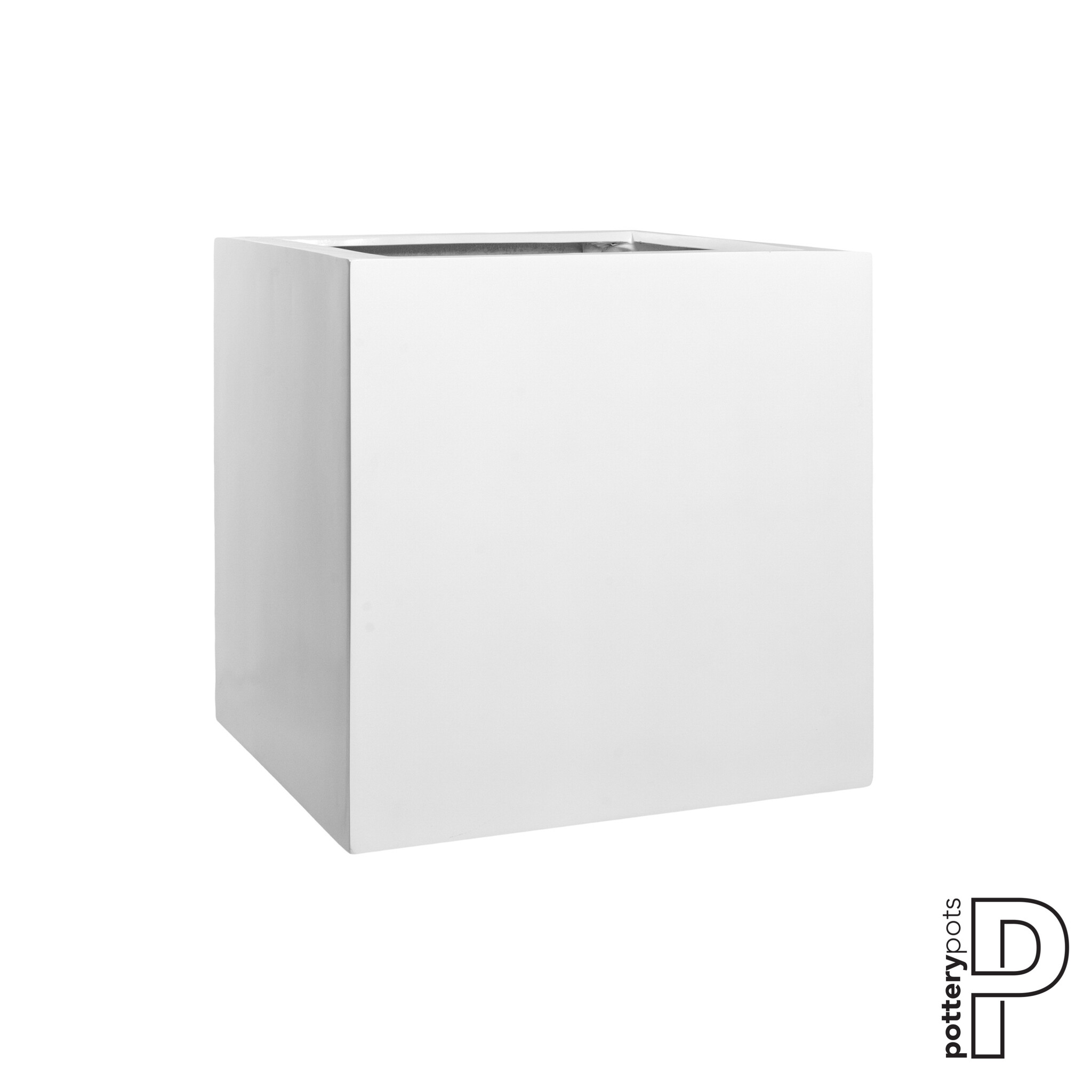 Plantenbak Block - Glanzend wit (L)60 x (B)60 x (H)60 cm