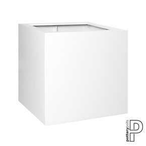 Plantenbak Block - Glanzend wit (L)70 x (B)70 x (H)70 cm