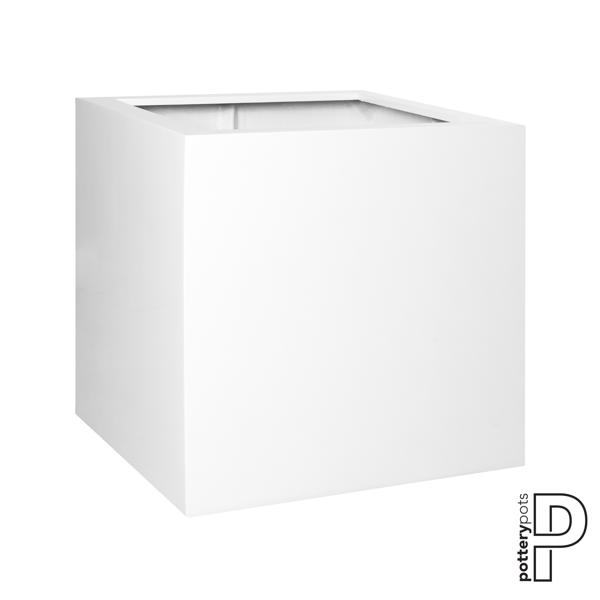 Plantenbak Block - Glanzend wit (L)70 x (B)70 x (H)70 cm