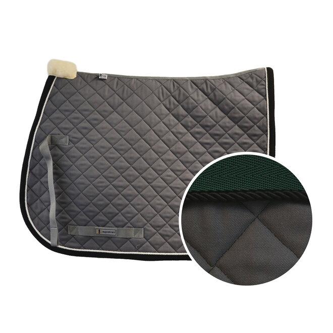 Saddle Pad - Grey - Green Binding