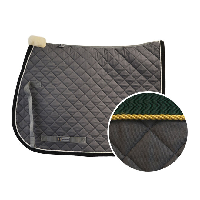 Saddle Pad - Grey - Green Binding