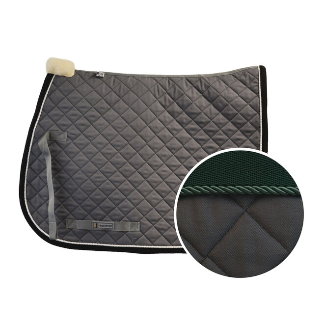 Saddle Pad - Grey - Green Binding