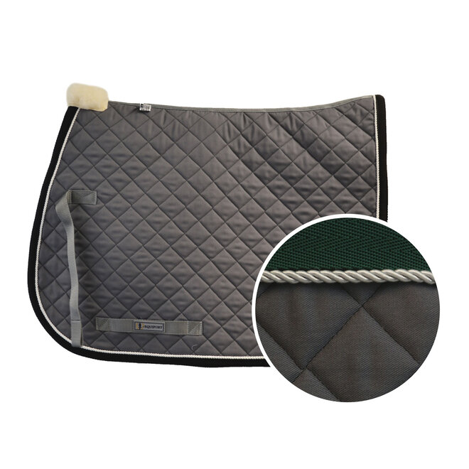 Saddle Pad - Grey - Green Binding