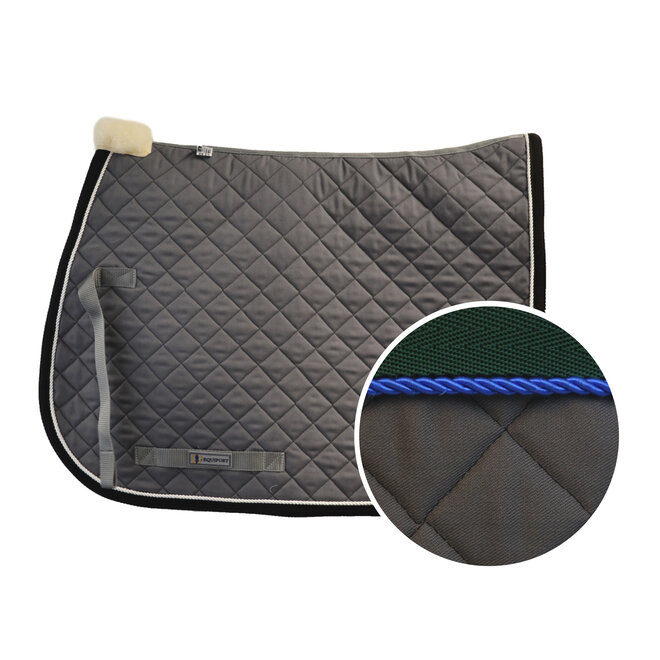 Saddle Pad - Grey - Green Binding