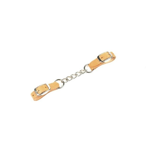 Curbchain with leather closures,  brown