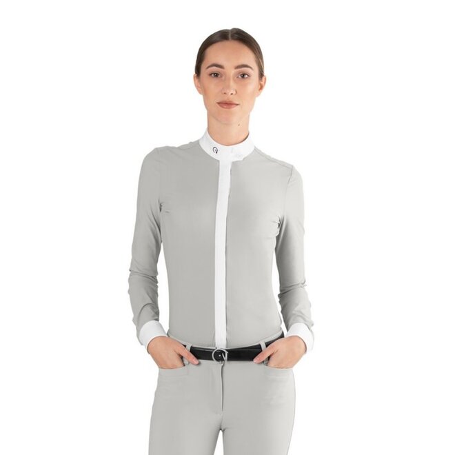 Polo show shirt long sleeve women Ice Grey/White