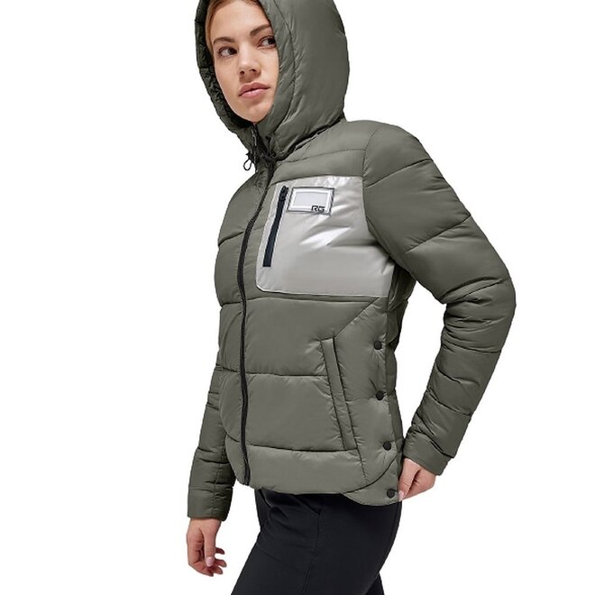 Quilted Nylon Puffer Jacket Women Green