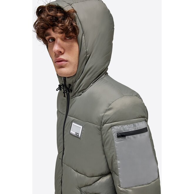 Quilted Nylon Puffer Jacket Men Green