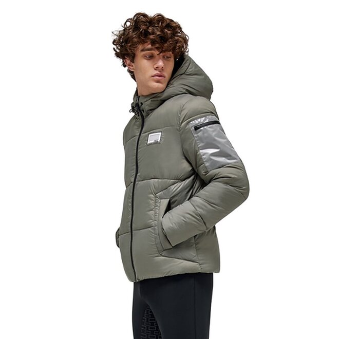 Quilted Nylon Puffer Jacket Men Green