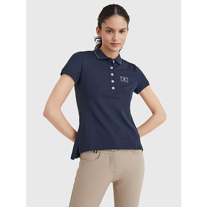 Crystal Embellished Poloshirt Dames Desert Sky