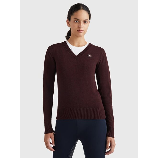 Light V-Neckline Sweater Ladies Deep Burgundy